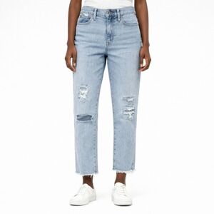 Point Sur J.Crew High-Rise Slim Boy Distressed Jeans Light Wash Size 26 Raw Hem